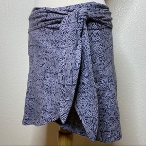Soul Flower Gray & Black Tribal Print Wrap Skirt M